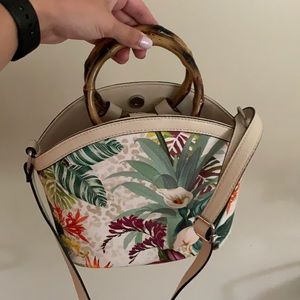 Beautiful tropical leather/bamboo bag